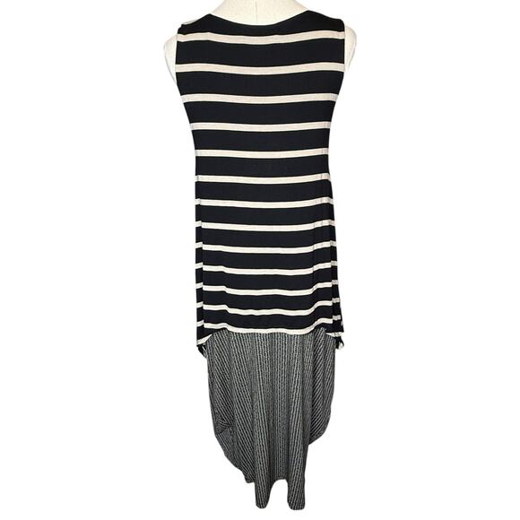 Alembika Layered Cocoon Midi Dress Black Striped Lagenlook Artsy size 2 / Medium - Picture 4 of 6